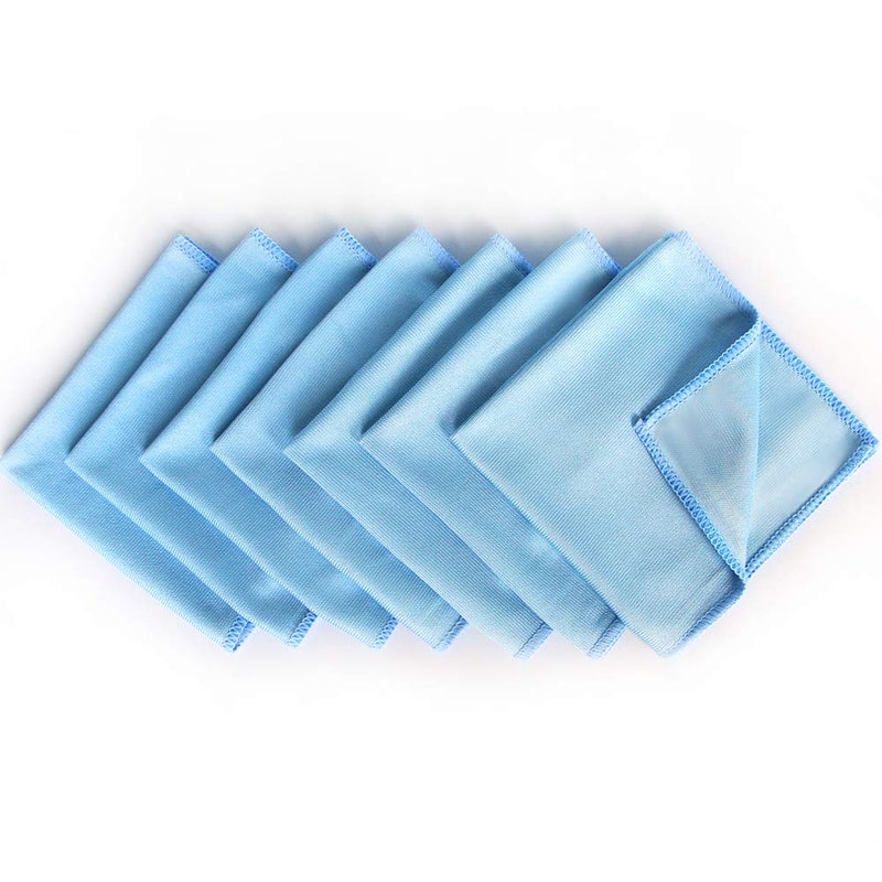 Auto Care Microfiber Glass Cleaning Cloths Towels for Windows Mirrors Windshield Computer Screen TV Tablets Dishes Camera Lenses Chemical Free Lint Free Scratch Free (12"x12", Blue, 8 Pack) - Image 1